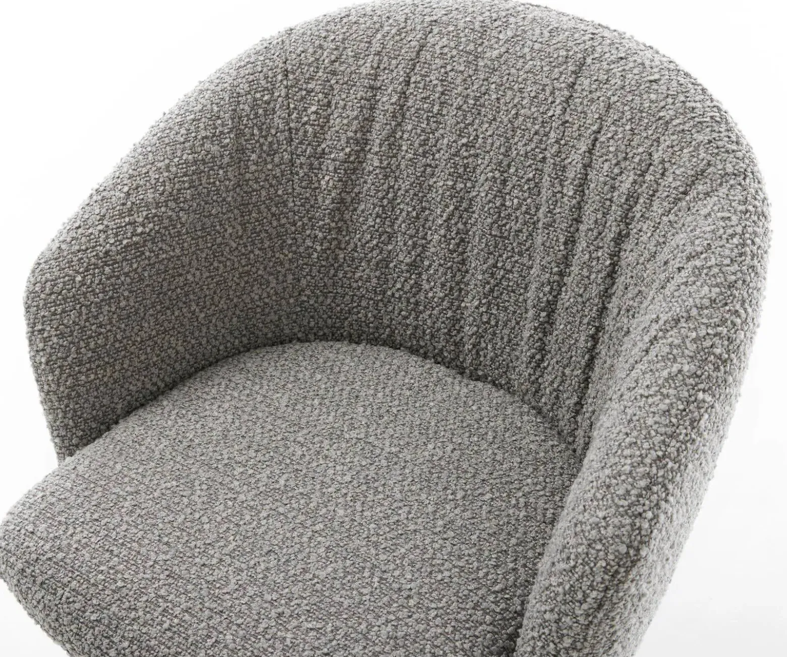 DrehstuhlCaja-Flex mit Armlehnen Bouclé Silbergrau Kreuzgestell breit Effektfinish Titan 360° drehbar Taschenfederkern Sofort versandfertig