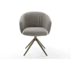 DrehstuhlCaja-Flex mit Armlehnen Bouclé Silbergrau Kreuzgestell breit Effektfinish Titan 360° drehbar Wippfunktion Taschenfederkern Sofort versandfertig
