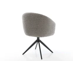 DrehstuhlCaja-Flex mit Armlehnen Bouclé Silbergrau Kreuzgestell breit Schwarz 360° drehbar Wippfunktion Taschenfederkern Sofort versandfertig