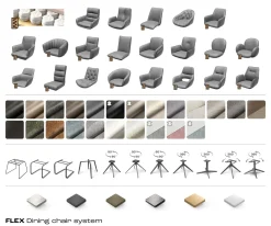 DrehstuhlCaja-Flex mit Armlehnen Cord Silbergrau Kreuzgestell breit Edelstahl 360° drehbar Taschenfederkern Sofort versandfertig