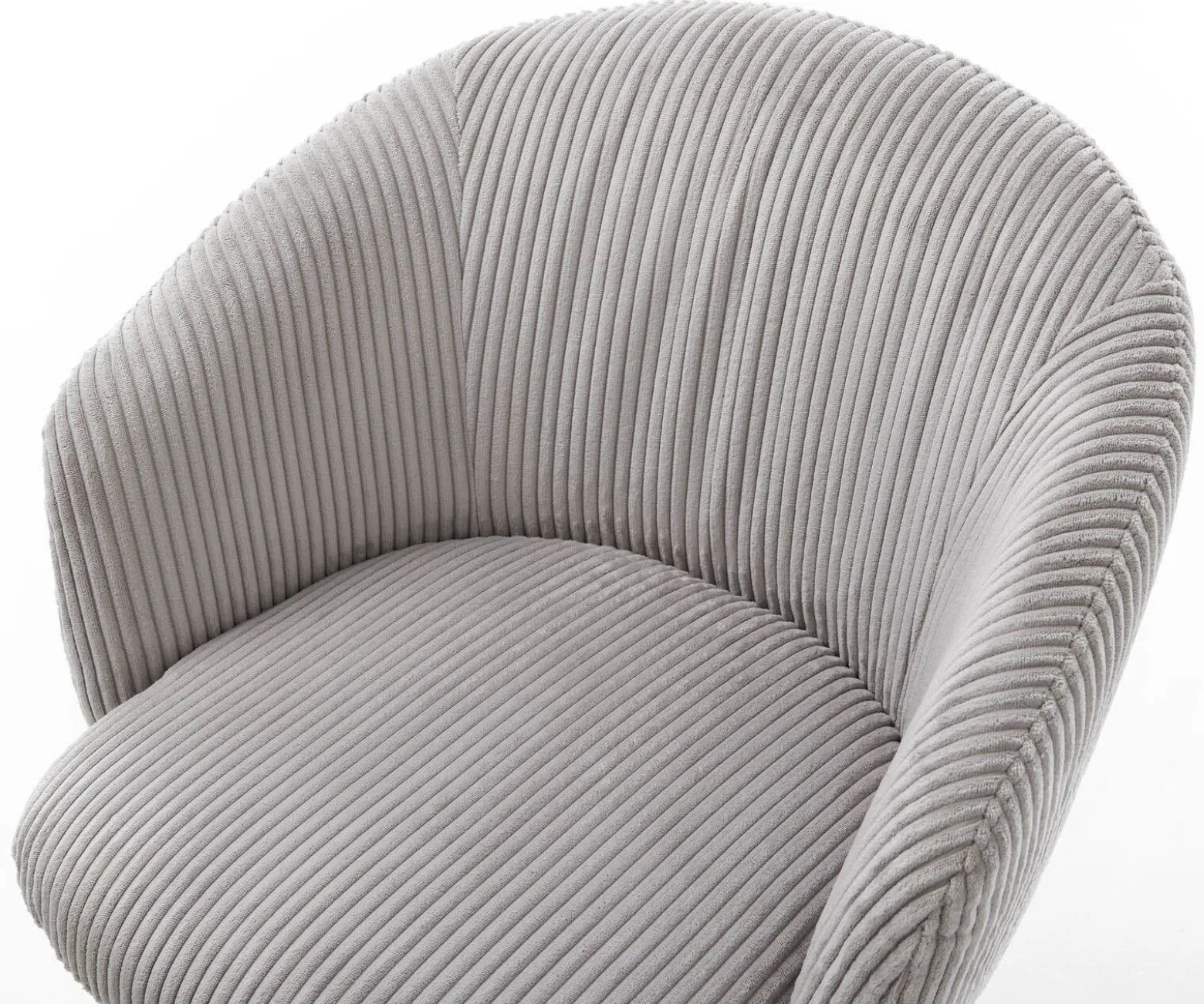 DrehstuhlCaja-Flex mit Armlehnen Cord Silbergrau Kreuzgestell breit Effektfinish Titan 360° drehbar Taschenfederkern Sofort versandfertig