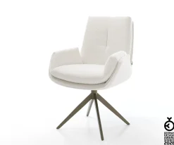 DrehstuhlClea-Flex Bouclé Creme-Weiß Kreuzgestell breit Effektfinish Titan 360° drehbar Wippfunktion Sofort versandfertig