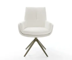 DrehstuhlClea-Flex Bouclé Creme-Weiß Kreuzgestell breit Effektfinish Titan 360° drehbar Wippfunktion Sofort versandfertig