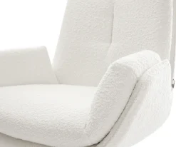 DrehstuhlClea-Flex Bouclé Creme-Weiß Kreuzgestell breit Weiß 360° drehbar Wippfunktion Sofort versandfertig