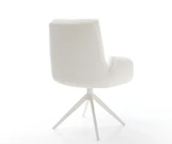 DrehstuhlClea-Flex Bouclé Creme-Weiß Kreuzgestell breit Weiß 360° drehbar Wippfunktion Sofort versandfertig