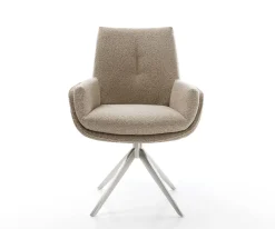 DrehstuhlClea-Flex Bouclé Schlamm Kreuzgestell breit Edelstahl 360° drehbar Wippfunktion Sofort versandfertig