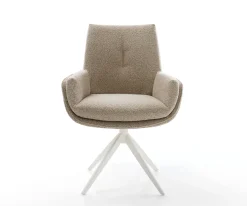 DrehstuhlClea-Flex Bouclé Schlamm Kreuzgestell breit Weiß 360° drehbar Wippfunktion Sofort versandfertig