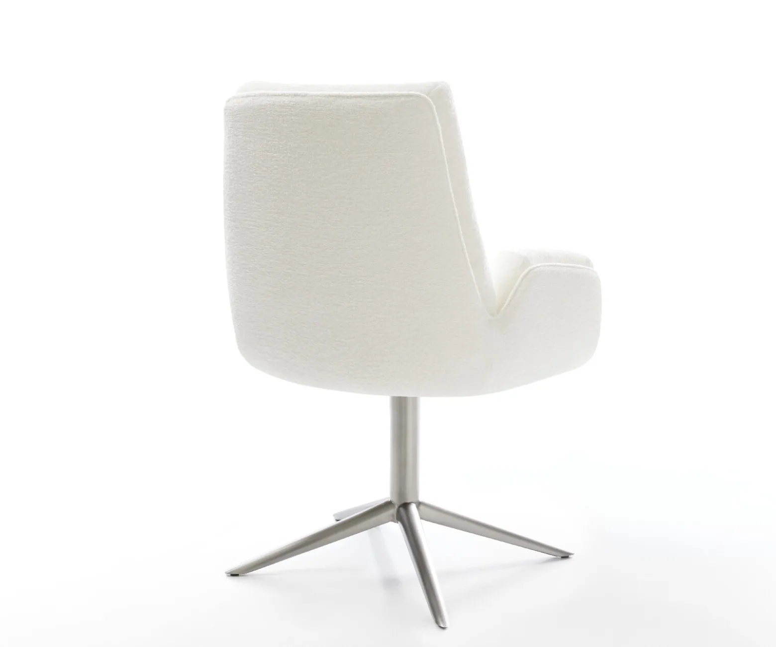 DrehstuhlClea-Flex Bouclé Soft Beige Fußkreuz Edelstahl 360° drehbar Wippfunktion Sofort versandfertig