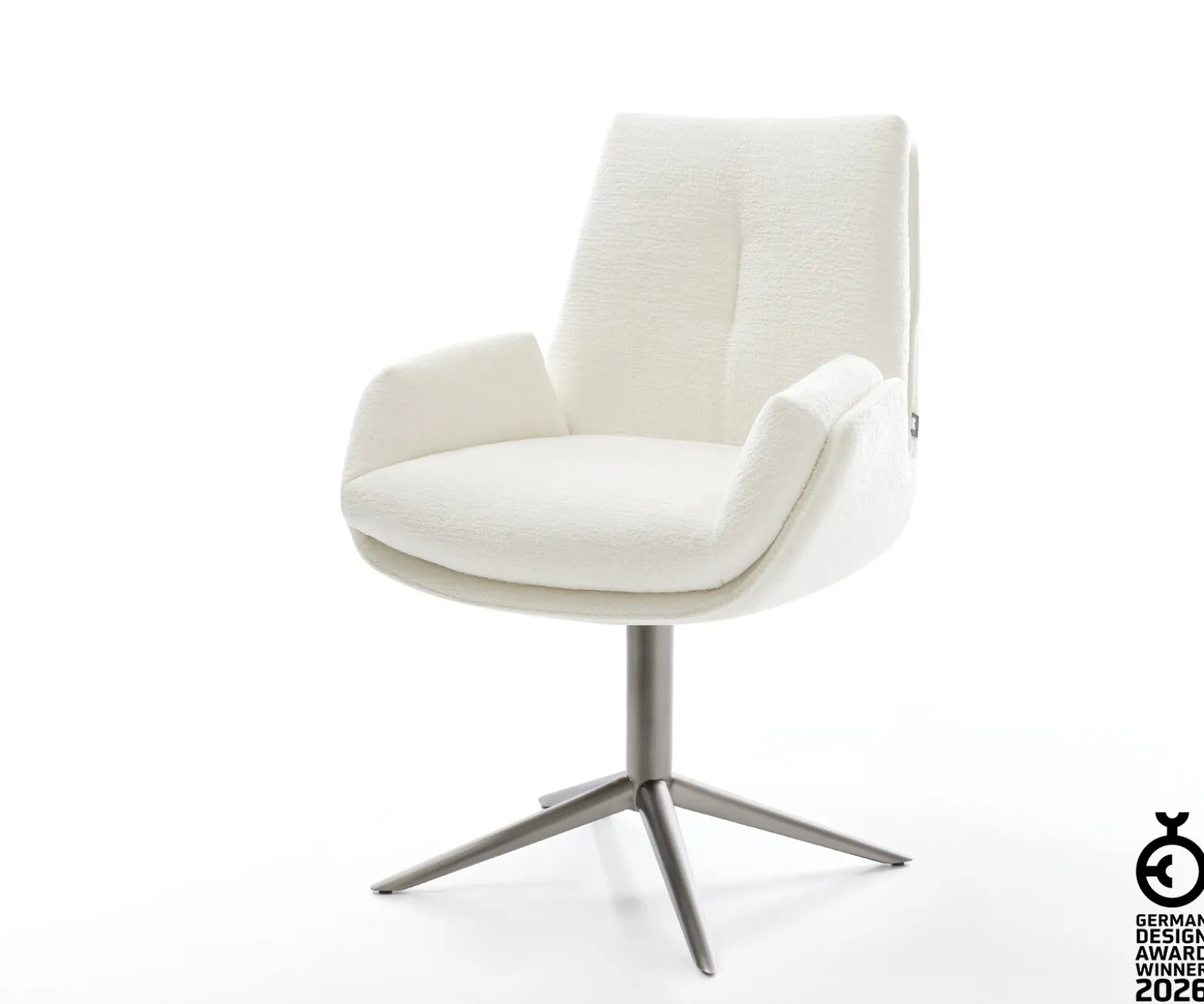 DrehstuhlClea-Flex Bouclé Soft Beige Fußkreuz Graphit 360° drehbar Wippfunktion Sofort versandfertig