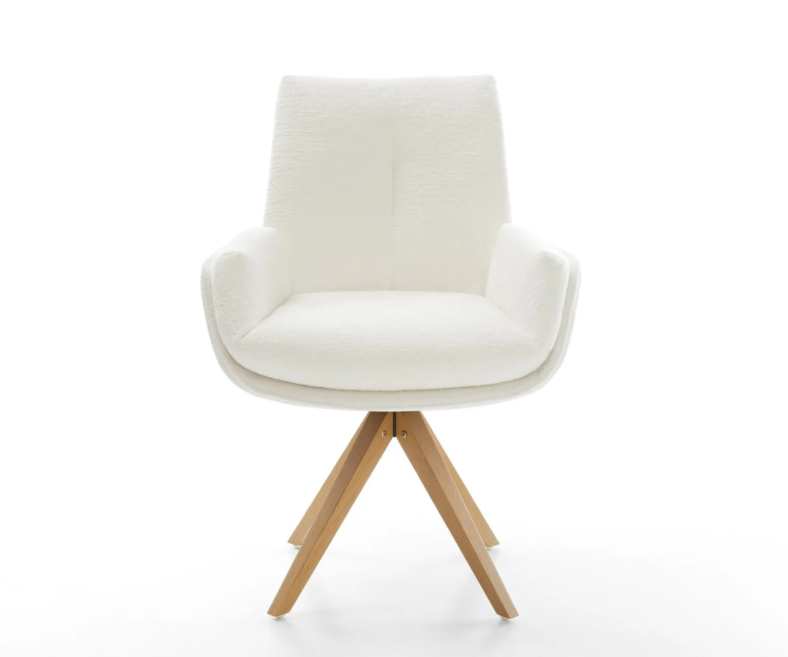DrehstuhlClea-Flex Bouclé Soft Beige Holzgestell kantig Natur 360° drehbar Versandfertig ca. 28.10.26