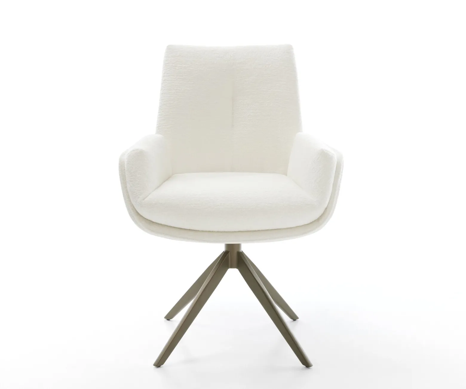 DrehstuhlClea-Flex Bouclé Soft Beige Kreuzgestell breit Effektfinish Titan 360° drehbar Wippfunktion Sofort versandfertig