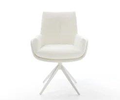 DrehstuhlClea-Flex Bouclé Soft Beige Kreuzgestell breit Weiß 360° drehbar Wippfunktion Sofort versandfertig