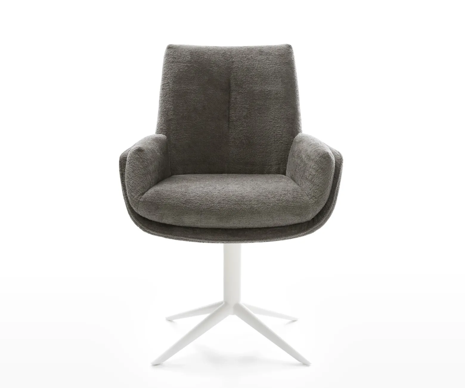 DrehstuhlClea-Flex Bouclé Soft Schlamm Fußkreuz Weiß 360° drehbar Wippfunktion Sofort versandfertig
