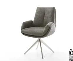 DrehstuhlClea-Flex Bouclé Soft Schlamm Kreuzgestell breit Edelstahl 360° drehbar Wippfunktion Sofort versandfertig