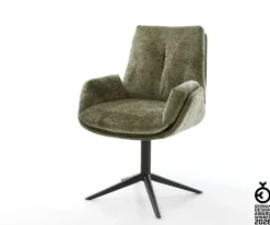 DrehstuhlClea-Flex Chenille Olive Fußkreuz Schwarz 360° drehbar Wippfunktion Sofort versandfertig