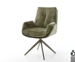 DrehstuhlClea-Flex Chenille Olive Kreuzgestell breit Effektfinish Titan 360° drehbar Sofort versandfertig