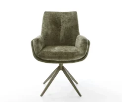 DrehstuhlClea-Flex Chenille Olive Kreuzgestell breit Effektfinish Titan 360° drehbar Sofort versandfertig