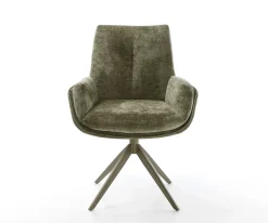DrehstuhlClea-Flex Chenille Olive Kreuzgestell breit Effektfinish Titan 360° drehbar Wippfunktion Sofort versandfertig