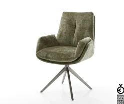DrehstuhlClea-Flex Chenille Olive Kreuzgestell breit Graphit 360° drehbar Wippfunktion Sofort versandfertig