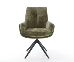 DrehstuhlClea-Flex Chenille Olive Kreuzgestell breit Schwarz 360° drehbar Wippfunktion Sofort versandfertig