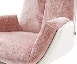 DrehstuhlClea-Flex Materialmix Echtleder Weiß-Rosé Kreuzgestell breit Weiß 360° drehbar Wippfunktion Sofort versandfertig