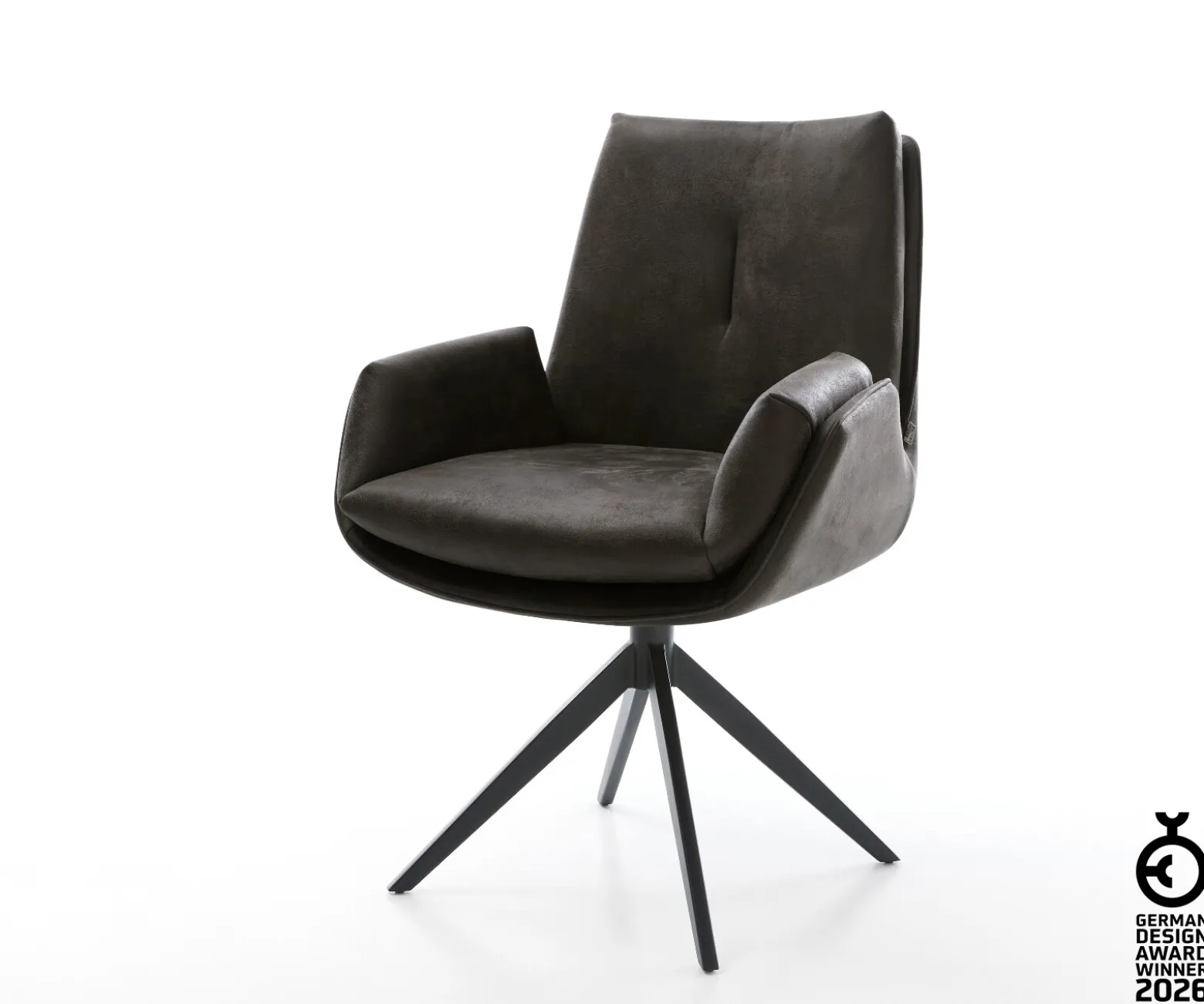 DrehstuhlClea-Flex Mikrofaser Anthrazit Vintage Kreuzgestell breit Schwarz 360° drehbar Wippfunktion Sofort versandfertig