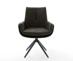 DrehstuhlClea-Flex Mikrofaser Anthrazit Vintage Kreuzgestell breit Schwarz 360° drehbar Wippfunktion Sofort versandfertig