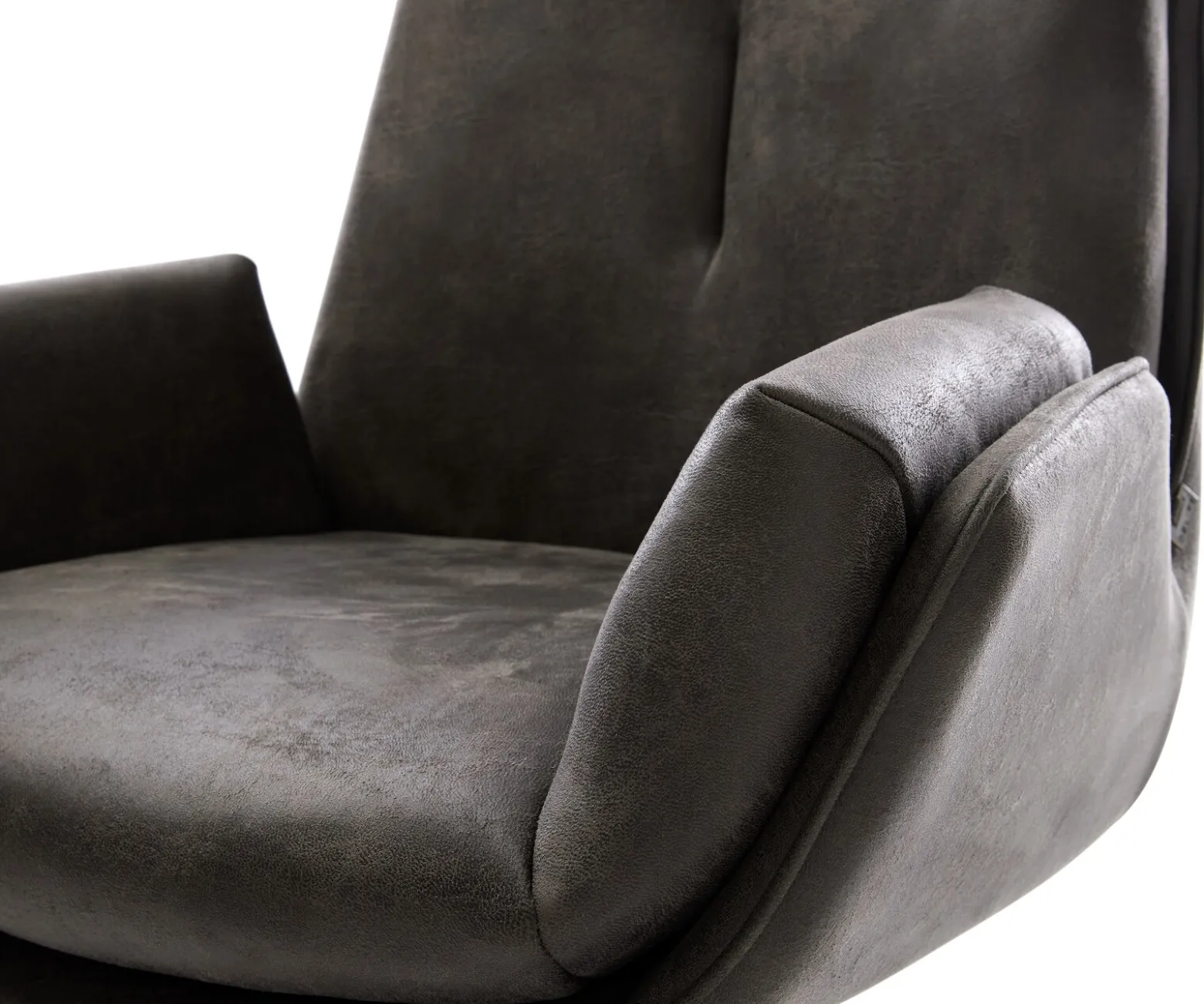 DrehstuhlClea-Flex Mikrofaser Anthrazit Vintage Kreuzgestell breit Schwarz 360° drehbar Wippfunktion Sofort versandfertig