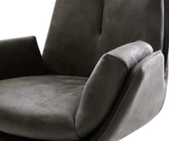 DrehstuhlClea-Flex Mikrofaser Anthrazit Vintage Kreuzgestell breit Edelstahl 360° drehbar Wippfunktion Sofort versandfertig