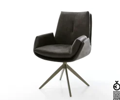 DrehstuhlClea-Flex Mikrofaser Anthrazit Vintage Kreuzgestell breit Effektfinish Titan 360° drehbar Wippfunktion Sofort versandfertig