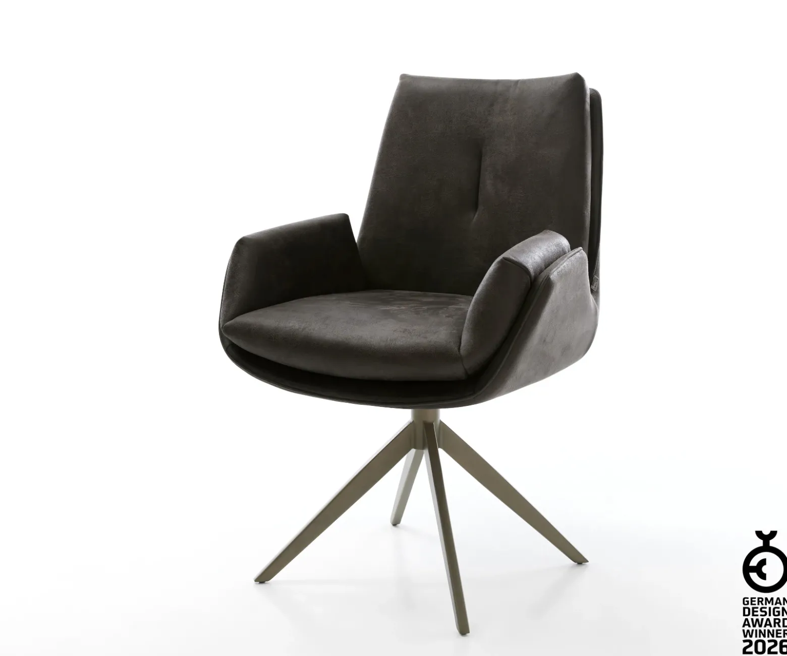 DrehstuhlClea-Flex Mikrofaser Anthrazit Vintage Kreuzgestell breit Effektfinish Titan 360° drehbar Wippfunktion Sofort versandfertig