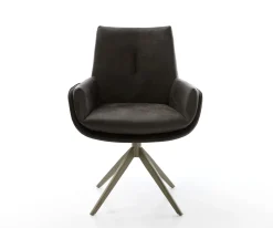 DrehstuhlClea-Flex Mikrofaser Anthrazit Vintage Kreuzgestell breit Effektfinish Titan 360° drehbar Wippfunktion Sofort versandfertig