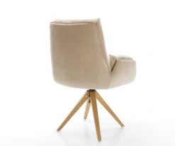 DrehstuhlClea-Flex Mikrofaser Beige Vintage Holzgestell kantig Natur 360° drehbar Versandfertig ca. 28.10.26