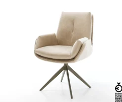 DrehstuhlClea-Flex Mikrofaser Beige Vintage Kreuzgestell breit Effektfinish Titan 360° drehbar Wippfunktion Sofort versandfertig