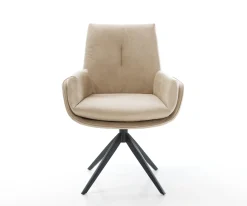 DrehstuhlClea-Flex Mikrofaser Beige Vintage Kreuzgestell breit Schwarz 360° drehbar Wippfunktion Sofort versandfertig