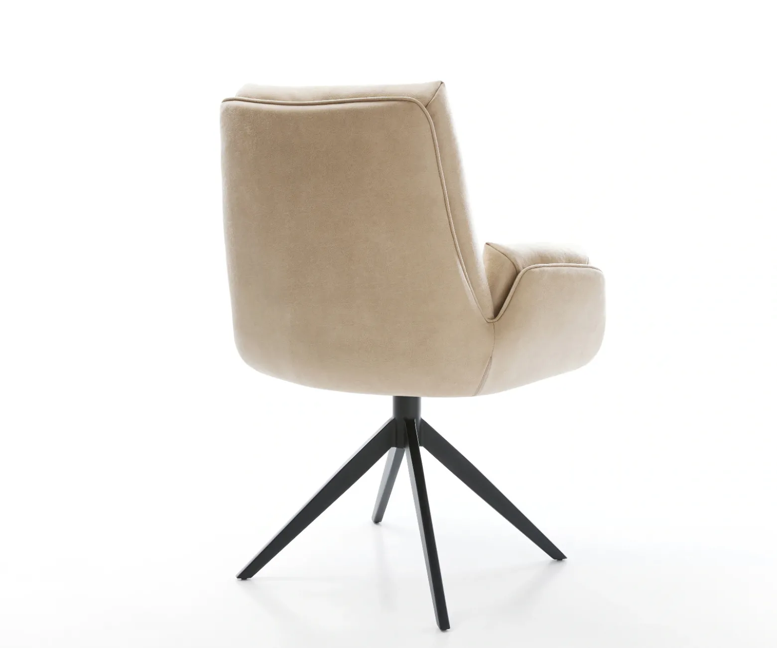 DrehstuhlClea-Flex Mikrofaser Beige Vintage Kreuzgestell breit Schwarz 360° drehbar Wippfunktion Sofort versandfertig