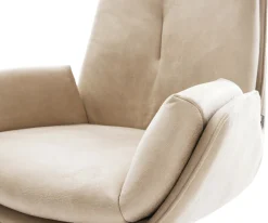 DrehstuhlClea-Flex Mikrofaser Beige Vintage Kreuzgestell breit Weiß 360° drehbar Wippfunktion Sofort versandfertig