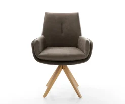DrehstuhlClea-Flex Mikrofaser Taupe Vintage Holzgestell kantig Natur 360° drehbar Versandfertig ca. 28.10.26
