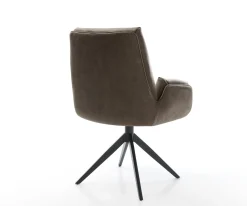 DrehstuhlClea-Flex Mikrofaser Taupe Vintage Kreuzgestell breit Schwarz 360° drehbar Wippfunktion Sofort versandfertig