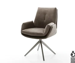 DrehstuhlClea-Flex Mikrofaser Taupe Vintage Kreuzgestell breit Graphit 360° drehbar Wippfunktion Sofort versandfertig