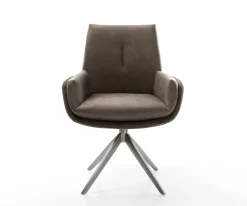 DrehstuhlClea-Flex Mikrofaser Taupe Vintage Kreuzgestell breit Graphit 360° drehbar Wippfunktion Sofort versandfertig