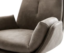 DrehstuhlClea-Flex Mikrofaser Taupe Vintage Kreuzgestell breit Graphit 360° drehbar Wippfunktion Sofort versandfertig