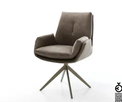 DrehstuhlClea-Flex Mikrofaser Taupe Vintage Kreuzgestell breit Effektfinish Titan 360° drehbar Wippfunktion Sofort versandfertig