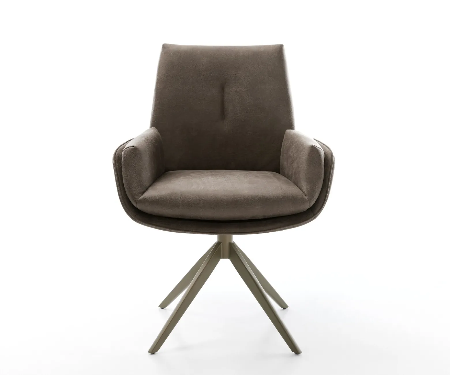 DrehstuhlClea-Flex Mikrofaser Taupe Vintage Kreuzgestell breit Effektfinish Titan 360° drehbar Wippfunktion Sofort versandfertig