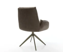DrehstuhlClea-Flex Mikrofaser Taupe Vintage Kreuzgestell breit Effektfinish Titan 360° drehbar Wippfunktion Sofort versandfertig