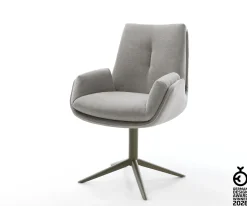 DrehstuhlClea-Flex Strukturstoff Soft Grau Fußkreuz Effektfinish Titan 360° drehbar Wippfunktion Sofort versandfertig