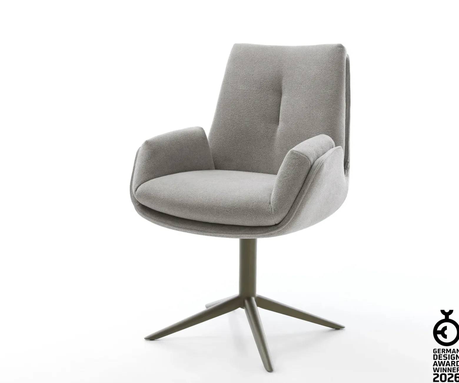 DrehstuhlClea-Flex Strukturstoff Soft Grau Fußkreuz Effektfinish Titan 360° drehbar Wippfunktion Sofort versandfertig