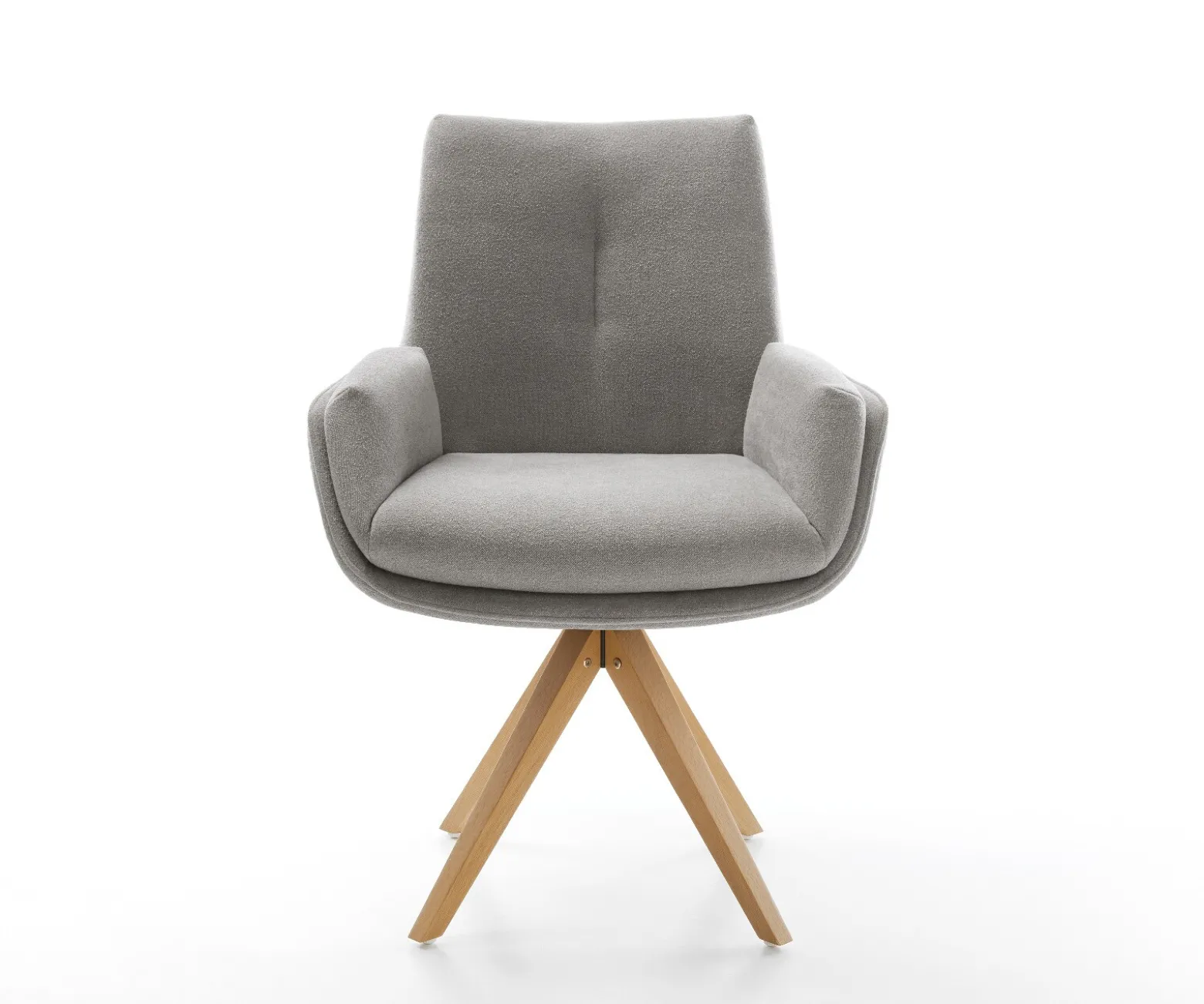 DrehstuhlClea-Flex Strukturstoff Soft Grau Holzgestell kantig Natur 360° drehbar Versandfertig ca. 28.10.26