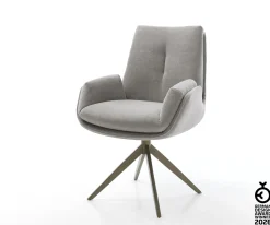 DrehstuhlClea-Flex Strukturstoff Soft Grau Kreuzgestell breit Effektfinish Titan 360° drehbar Wippfunktion Sofort versandfertig