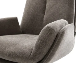 DrehstuhlClea-Flex Strukturstoff Soft Taupe Holzgestell kantig Natur 360° drehbar Versandfertig ca. 28.10.26